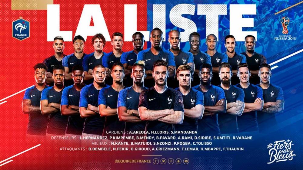 法国队世界杯名单2018首发(法国公布世界杯23人大名单：格列兹曼领衔，马夏尔候补)