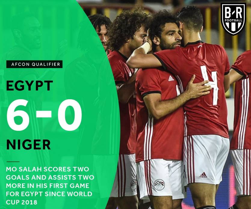 非洲杯预选赛比分(萨拉赫独造四球 两点球被扑，埃及6-0大胜)