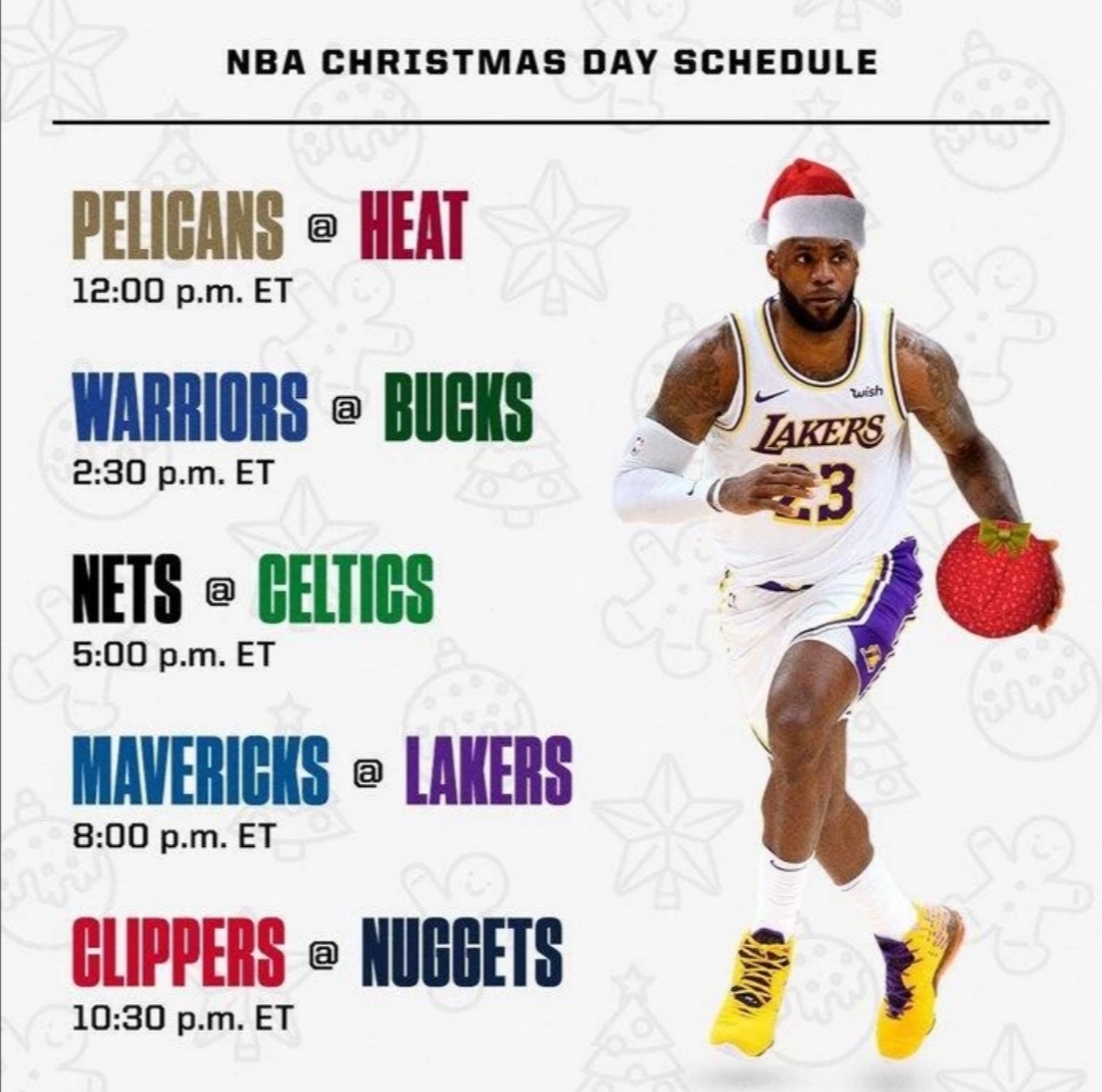 nba今日有哪些比赛(NBA圣诞大战出炉！5场比赛，湖人 快船 勇士 雄鹿都有出战)