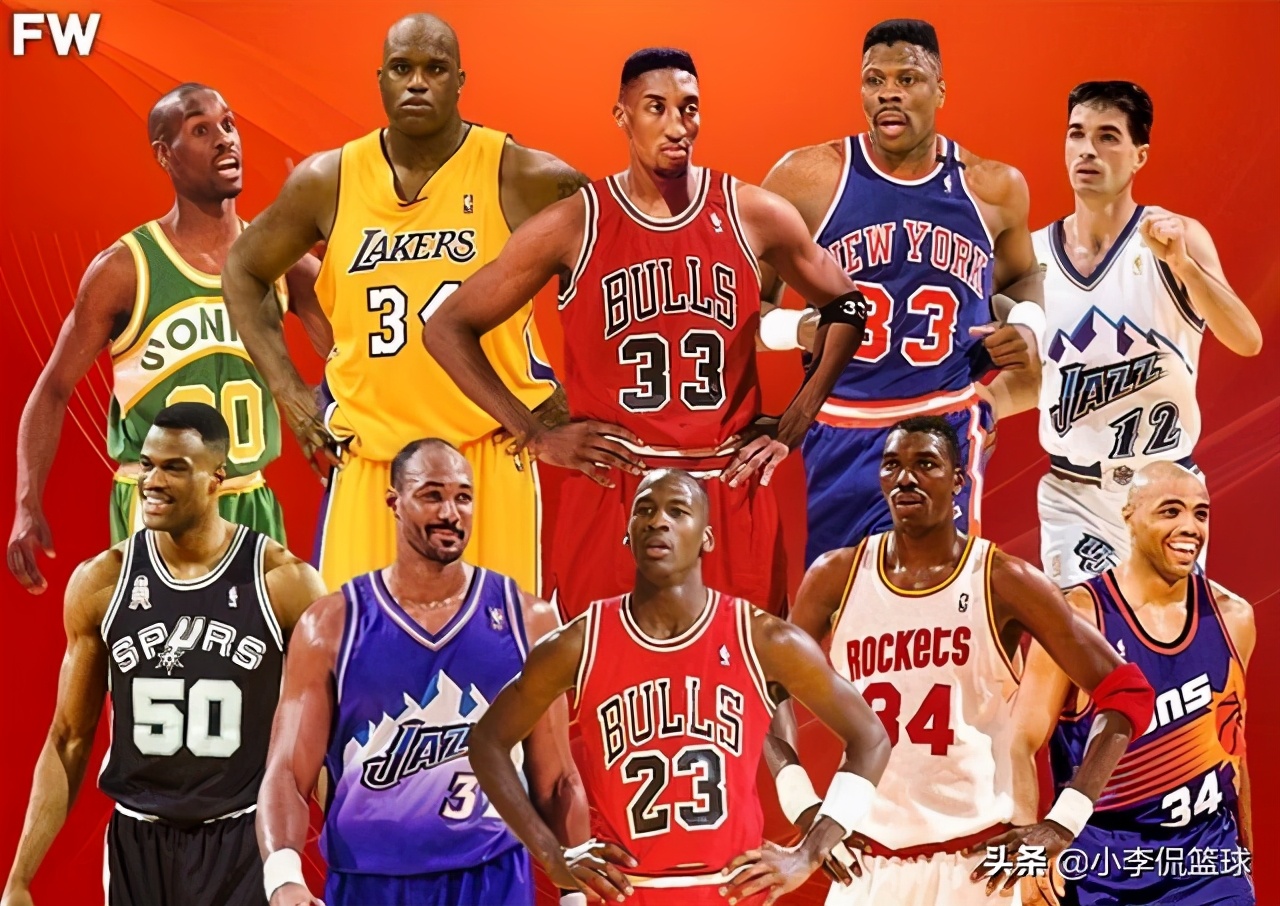 nba90年代有哪些巨星(NBA90年代球星排名：巴克利第4，皮蓬第6，斯托克顿第9)