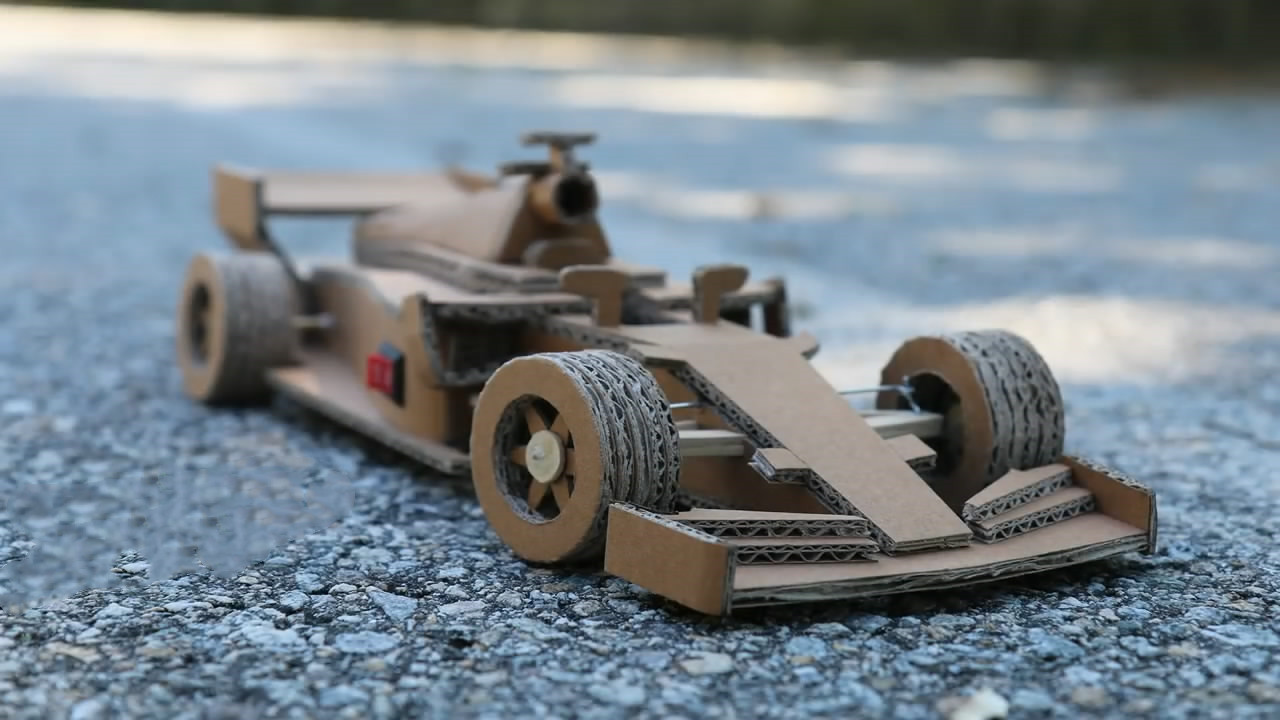 用纸板制作赛车(DIY纸板F1赛车模型，手工难度3颗星，孩子们都喜欢（图解）)