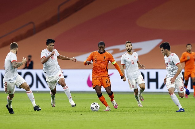 荷兰世界杯对西班牙(友谊赛：卡纳莱斯破门范德贝克扳平，荷兰1-1西班牙)