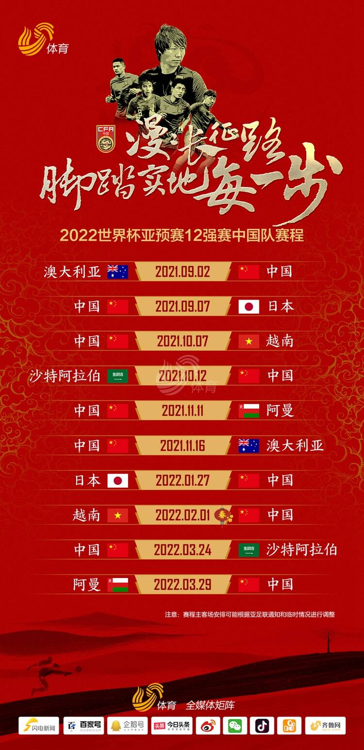 男足世界杯预选赛赛程中国(2022世界杯亚预赛12强赛中国队赛程表来了！赶紧右键收藏)