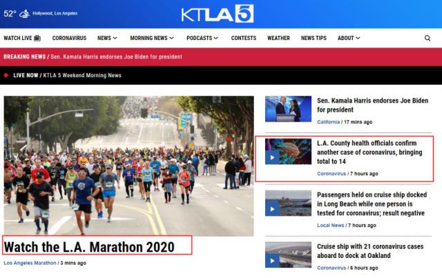 洛杉矶马拉松开跑视频(画面不忍直视！洛杉矶马拉松如期开跑，2.7万人参加！几乎没人戴口罩)