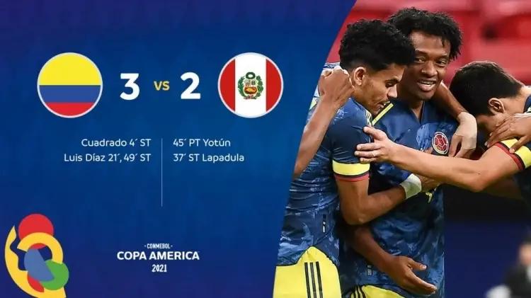哥伦比亚vs秘鲁直播视频(迪亚斯双响夸德拉多进球!哥伦比亚3:2逆转战胜秘鲁，获美洲杯季军)