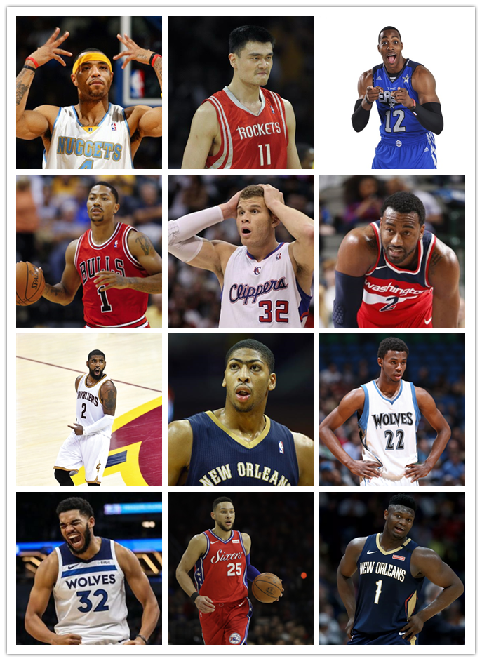 21世纪初NBA全明星阵容(21世纪以来选秀前十顺位全明星数量比拼，一顺位竟21年零全明星)